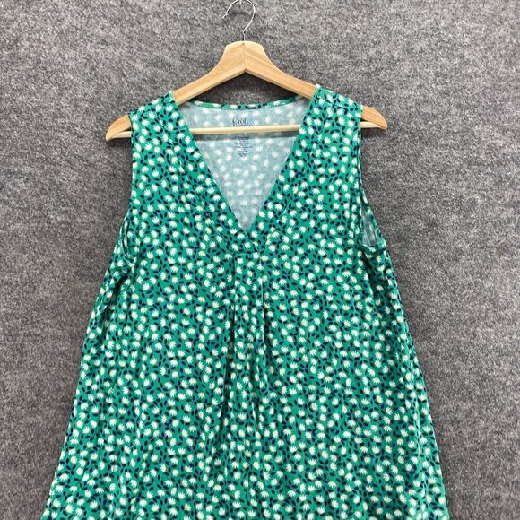 5/$45 Croft & Barrow Blouse Women L Large Green Floral Sleeveless Wide Strap - Picture 3 of 8